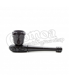Pipe in ebony wood with screw carved cobra pattern (10 cm)